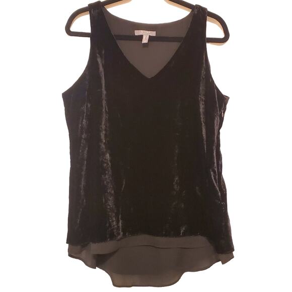 Sz Medium LISA RINNA Velvet & Chiffon Hi-Lo V-neck Tank - Picture 1 of 10